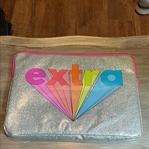 Yoobi Silver Glitter Laptop Sleeve with Rainbow Design